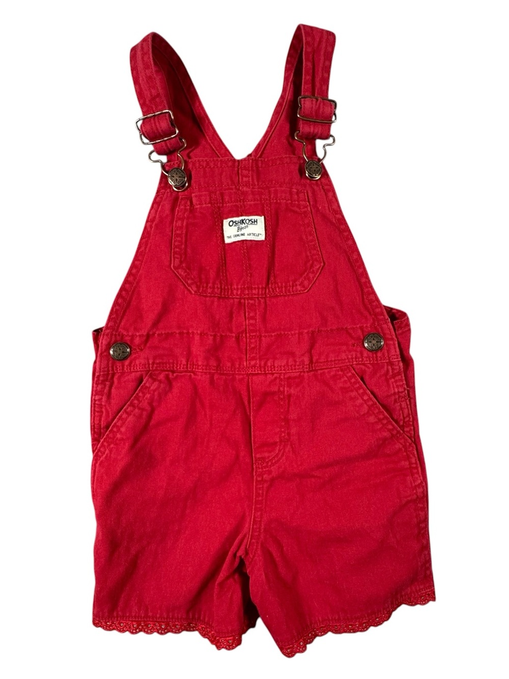 OshKosh B'gosh Bright Red Girls' Short Overalls